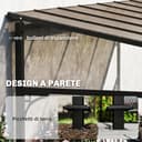 Outsunny Pergola Addossata 4x3m con Tetto in Policarbonato, Gazebo Pergolato da Giardino in Metallo e Alluminio con Viti, per Esterno, Terrazza e Patio, Protezione UV, Marrone - 3