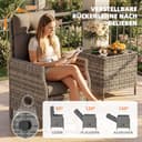 UDPATIO Lounge Möbel Outdoor Set 5-teilig mit Verstellbaren Sessel, Fußhocker und Couchtisch | Rattan Gartenmöbel | Balkonmöbel Kleiner Balkon | Wetterfest Terrassenmöbel | Dunkelgrau - 6