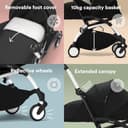 Stokke YOYO3 Stroller with Newborn Pack (Black) - Includes Frame (White), Mattress, Five-Point Harness, Extendable Canopy, Padded Shoulder Strap & Protective Storage Bag - 5