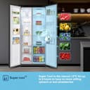 Fridgemaster American Side-by-side Door Fridge Freezer 439L Black with Water Dispenser MS83430DEB1, Total No Frost, Inverter Compressor, H177.7 cm x W83.2cm x D61cm, Energy Rating E - 9