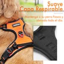 rabbitgoo Arnes Antitirones Perro Ajustable con Lineas Reflectantes Arnés Coche Perro Coche Adiesreamiento Arnes Perro Chaleco Transpirable con Asa Seguridad Grande Naranja - 3