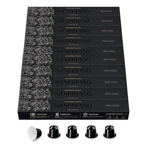 NESPRESSO Original Ristretto, Dark Roast, Compatible with Original Capsule Machines, Capsule Set of 100 Coffee Capsules