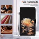 YKTO for Realme GT Neo6 Phone Case Wallet,Women Flip Folio Cover with Credit Card Holders Golden Peony in Full Bloom Flower PU Leather Purse Wrist Strap Kickstand Case for Realme GT Neo6 - 2