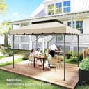 Outsunny Techo de Repuesto para Cenador, 4x3 m, Cubierta de Repuesto con Doble Techo, 8 Orificios de Drenaje, Solo Toldo de Recambio para Pabellón Gazebo, Beige - 8