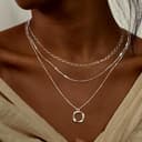 Meteorstarry Halsreif Edelstahl Damen Silber 925 Sterling, 3PCS Layering Lange Silberkette Kette Silber 925 Damen mit Anhänger Halsketten Chain Damenkette für Frauen - 5