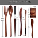 Set di posate in legno portatile, riutilizzabile, in legno di bambù, set di posate da viaggio con custodia, 9 pezzi di posate in legno inclusi coltello riutilizzabile, - 4