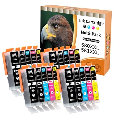 Starlet24 20x 580 581 Cartuchos para Canon PGI-580 CLI-581 XXL Canon TR8550 Cartuchos de Impresora para Canon Pixma TR8550 TR8500 TS6350a TS705a TS6350 TS8350 TS8250 TS6150 TS9550