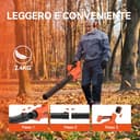 Soffiatore a Batteria, Bravolu Soffiatore Foglie Elettrico, con 2 Batteria da 5200 mAh e Caricabatteria, Velocità Aria Max 305 km/h, 5 Velocità Regolabili e Modalità Turbo - 7