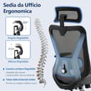 Yaheetech Poltrona/Sedia Ufficio Scrivania Ergonomica Lombare Schienale Reclinabile Bloccabile tra 90° e 130° a Rete Traspirante Braccioli Poggiatesta Regolabili a Ruote Girevole Nera - 7