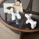 Notakia Estatua de perro grande de cerámica blanca con globo de cerámica, manualidades, decoración de escritorio, hecha a mano, moderna, pequeña estatua de animales de cerámica, adorno para decoración - 7