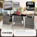 tectake® Conjunto Jardín Exterior de Ratán y Aluminio, Muebles Jardín Exterior Resistente a la Intemperie, 2 Sillas con Cojines, Mesa Cristal, Apilable, Fundas Extraíbles - Gris - 7