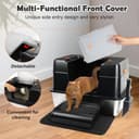 Vivifying Katzenklo Edelstahl mit Deckel, XL Leicht zu Reinigen und Geruchsresistent Katzentoilette Edelstahl, Rostfreier Stahl Katzenklo mit Pedals, Schaufel und Matte (Schwarz) - 5