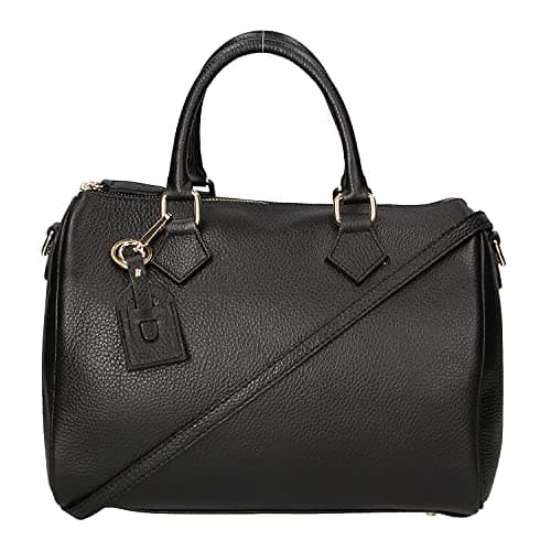 Chicca Borse Borsa donna bauletto a mano 30x23x18cm vera pelle dollaro artigianale - Nero