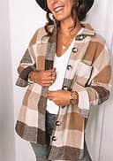 YMING Chaqueta De Mezcla De Lana con Botones para Mujer Estilo Vintage con Solapa Estilo Vintage con Bolsillo Delantero Informal Mezcla De Lana Color Marrón M - 2