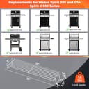 QuliMetal Griglia riscaldante in acciaio inox per Weber Spirit 300, parti per griglia Weber Spirit 2 serie 300 con manopole di controllo anteriori, griglia superiore 7641 per griglie Weber Genesis - 2