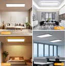 Deckenlampe LED 58CM - 24W Smart Deckenleuchte Dimmbar & Nachtlicht - Deckenleuchte Flach mit Fernbedienung - LED Panel Lampe Ultraflache Design für Wohnzimmer Schlafzimmer Küche - 6