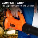 Soffiatore a Batteria, Bravolu 21V Soffiatore Foglie Elettrico, con Batteria da 4,0 Ah e Caricabatteria, Velocità Aria Max Regolabile 240 km/h, 20000 RPM con 6 Velocità Regolabili, Ugelli a 2 Sezioni - 6