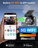 RENGAC Cámara: Doble Cámara 4K+2K Full HD para Autos, con WiFi 5G Integrado y Tarjeta SD 64GB, GPS, Pantalla IPS de 3", Visión Nocturna UHD 2160P, Control por App, HDR y Monitor de Estacionamiento 24H - 4