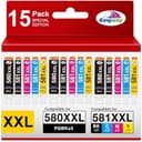 KINGWAY PGI-580 CLI-581 XXL Cartuchos de Impresora Compatibles con Canon 580XXL 581XXL Cartuchos Multipack para Pixma TS6350 TS705 TS8350 TS8352 TS9550 TS6351 TS8351 TR8550 TR7550 TS9150 TS9551C 15P - 1
