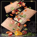 Deer & Oak Set de 3 tabla cortar cocina bambú con asas y ranuras, tabla de cortar madera pre-aceitada, tablas de cocina 33x24 28x20 22x15 cm, chopping board ecológica - 6