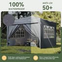 Aoxun Pop Up Gazebo with Sides 3m x 3m, Metal Frame Shelter Tent for Outdoor Garden Party, with Mesh Windows & Carry Bag,Grey - 2