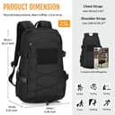 HUNTVP 25L Taktischer Rucksack 1000D Nylon Tactical Daypack Bundeswehr Wanderrucksack MOLLE Kampfrucksack Wasserabweisend für Herren Damen Uni Reise Sport Outdoor Klettern Camping,Schwarz - 3