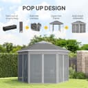 Outsunny 3 x 4m Garden Gazebo Hexagon Pop Up Gazebo Party Tent Canopy Double Roof Instant Shelter with Netting and Carry Bag for Outdoor Patio, Dark Grey - 3