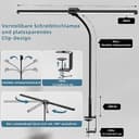 brightower Doppelkopf Schreibtischlampe LED Dimmbar, 24W 80CM Schreibtischlampe klemmbar für Homeoffice, Augenschutz Tageslichtlampe mit Fernbedienungen, Schwanenhals Büro Tischlampe 5 Farbmodi - 5