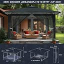 arvioo Gartenpavillon 3x3m, Gartenkomfort Deluxe, Pop Up Pavillon mit 4 Moskitoseitenwänden & Belüftungslöcher, Windschutz UV-Schutz, 3-Stufen Höhenverstellbar, Metall & 210D Oxford-Gewebe (Anthrazit - 4