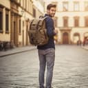 DRF Zaino in Tela Alta Qualita' Pelle Vintage da Uomo Donna per Viaggio Scuola SKU:BG-09 (Verde) - 7