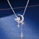 HinDaLi Collana Donna Ciondolo Luna e Stelle Collana in Argento 925 per Donna Bambina Ragazza Pendente Luna Crescente Zirconi Pendente Stella Cristalli Brillantini Gioielli - 4