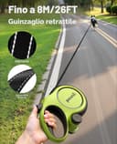 Pecute Guinzaglio per Cani Allungabile 8 metri con Corda Anti-morso da 46 cm, Guinzagli Retrattili con Sacchetti Igienici e Porta Sacchetti|Per Passeggiate/Addestramento/Pioggia, fino a 15-50 kg,Verde - 2