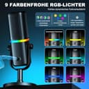 aokeo Mikrofon PC,AK-10 USB/XLR Dynamisches Gaming Mikrofon für Podcast,Streaming mit RGB-Beleuchtung,Lautstärkeregler,Stummschalttaste und Rauschunterdrückung (Weiß) - 3