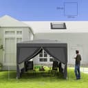 Outsunny 3 x 3 m Garden Pop Up Gazebo, Wedding Party Tent Marquee, Water Resistant Awning Canopy with Sidewalls, Windows, Carry Bag, Grey - 7