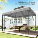 Outsunny Techo de Repuesto para Cenador, 4x3 m, Cubierta de Repuesto con Techo Doble, 10 Orificios de Drenaje y Protección UV, Solo Toldo de Recambio para Pabellón Gazebo, Gris Claro - 8