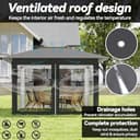 Gartenpavillon Pop Up Pavillon 4x4m, Wasserdicht UV-Schutz Stabil Faltpavillon 3-Stufen Höhenverstellbar Gartenzelt mit 4 Moskitonetz Seitenteilen & Doppeldach Partyzelt inkl. Tragetasche, Anthrazit - 5