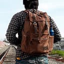 Autumndeer Zaino in Pelle Casual Unisex in Tela Con Borsa a Tracolla Esterna, Caffè, 27.9 x 16 x 41.9 cm - 2