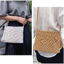 oukesin Borsa a tracolla da spiaggia estiva in nappa fatta a mano in macramè di cotone da donna, 041Verde militare - 2