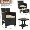 Yaheetech Set di 5 Mobili da Giardino in Rattan PE Mobili da Balcone con 2 Poltrone 2 Poggiapiedi 1 Tavolino in Vetro per Esterno Patio Terrazza Nero/Beige - 2