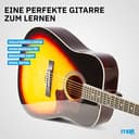 MAX SoloJam Westerngitarre, Akustik Gitarre Set, Acoustic Guitar, Akustikgitarre 4/4 mit Tasche, Plektrum, Stimmgerät, Schultergurt und Stahlsaiten, Anfängergitarre in Sunburst - 3