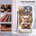 BLOTECH Loving Glowing Glitter Bear Pattern Phone Pocket for OPPO Realme GT Neo6 SE Case Book style Side Flip Wallet Magnetic with Card Slots Wrist Strap Girls Chic Personalised Protective - 2