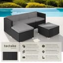 tectake® Poly Rattan Lounge, Outdoor Sitzgruppe, Set mit Sofa Sessel, Hocker, Tisch, frei kombinierbar, Sitzecke für 3-4 Personen, Möbel wetterfest für Garten Terrasse Balkon - schwarz - 2