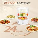 Aigostar Fitfoodie 30CFO - Vaporera Eléctrica 9L Capacidad, 800 W, Libre de BPA, Temporizador hasta 60 Minutos. 3 Recipientes Apilables, Cuenco para Preparar arroz. Diseño Exclusivo - 4