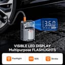 NINMORTH Portable Wireless Compressor 60W Tire Inflator 150PSI Max Pressure Digital Screen LED Torch USB-C Charging for Vehicles - 3