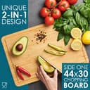Premium Organic 2-in-1 Extra-Large Wooden Chopping Board & Serving Tray – 44x30x2cm – Multi-Purpose Bamboo Cutting Board with Juice Groove for Carving Meat, Vegetables, Cheese and Bread – by LARHN - 2