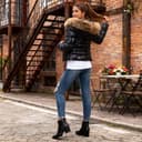 Generisch Winterjacke Damen Schwarz Glänzende Daunenjacke Verdickte Daunenmantel Mit Fellkapuze Puffer Jacke Warme Gesteppter Dicke Steppjacke Pufferjacke - 6