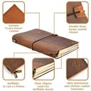 Wanderings Cuaderno de Viaje A6 - Pequeño Diario de Viaje Tamaño A6 de Cuero Genuino Hecho a Mano - Perfecto para Escribir, Poetas, Viajeros, como Diario - Insertos en Blanco - 17x13 cm - 2