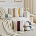 Fundas Cojines 40x40 Marrón Boho Moderno Decorativa Otoño Funda de Cojin Bohemio Suave Algodón Lino Almohada Sofa Cojín Cuadrado para Sofá, Sala de Estar, Jardín, Decoración del Hogar Juego 2 - 7