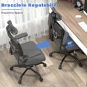 naspaluro Sedia da Ufficio Ergonomica Con Supporto Lombare Adattativo a Forma Di C, Poggiatesta Regolabile, Braccioli Ribaltabili, Poltrone Ufficio a Rete Traspirante per Scrivania, Casa,Grigio Nero - 6
