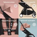 Passeggino Stokke YOYO3 da 6 mesi - Include telaio nero/cuscino seduta Ginger + Capottina - Si ripiega e si apre in un lampo - Leggero e compatto - Compatibile con il bagaglio a mano - 6